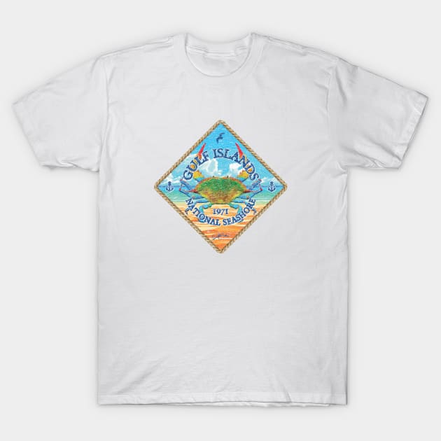 Gulf Islands National Seashore with Blue Crab on Beach T-Shirt by jcombs